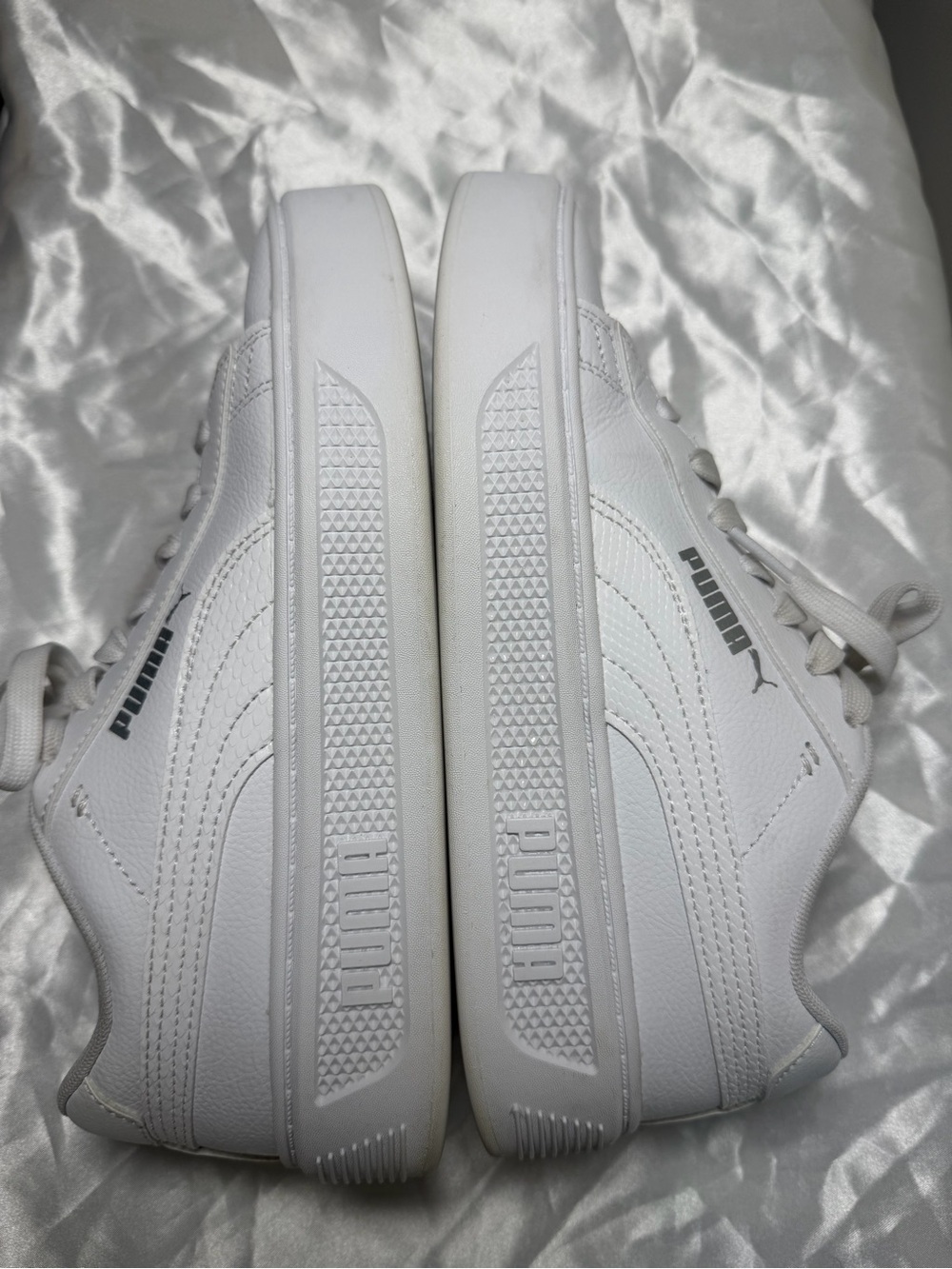 Puma Women White Low-Top Leather Sneakers